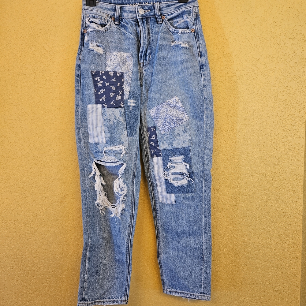 American Eagle Outfitters Blue Patchwork Jeans